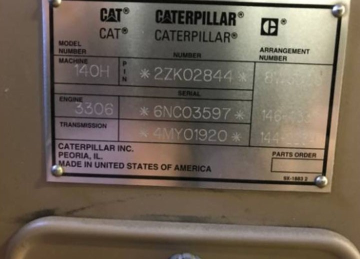 Caterpillar 140H 2ZK02844