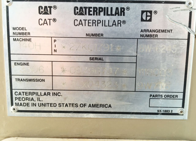 Caterpillar 140H-VHP 2ZK01791